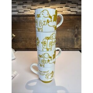 Disney Daiso Mickey Mouse Stacking Mug Set of 4 Yellow‎ White